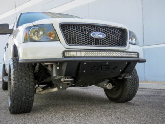 Ford F150 2004-2008  ADD Lite Front Bumper with 10 Dually mounts/universal plate on top in Hammer Black with Satin Black Skid Plate