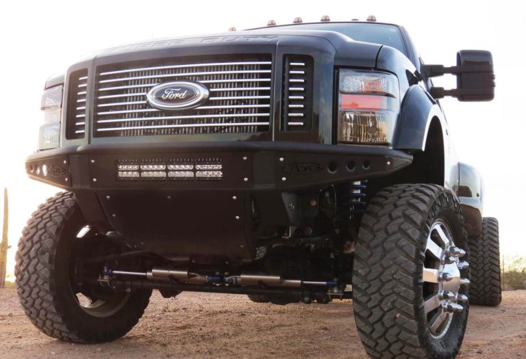 2008 - 2010 Ford F-250/350 Venom Front Bumper with stealth panels and 20" light bar mount in skid in Hammer Black with Satin Black panels