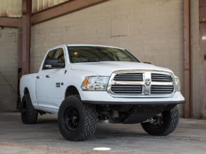 Dodge RAM 1500 ADD Lite front bumper with 10 Dually/Universal light mount in Hammer Black with Satin Black skid plate