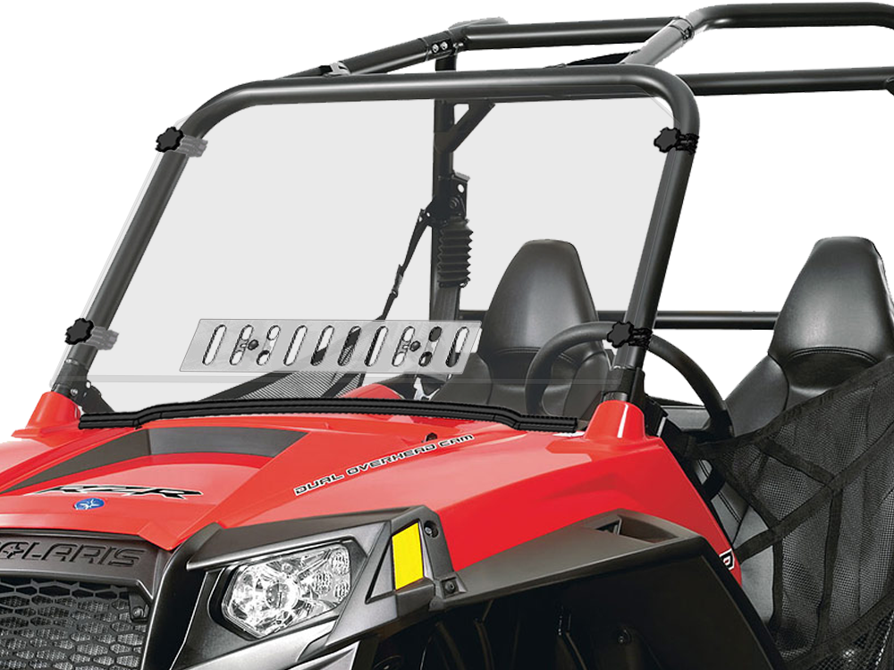 Matte Black Aluminum Frame Front Full Tinted Windshield Compatible with 2008-2014 Polaris RZR 570,800 XP 900 Glass Windscreen 
